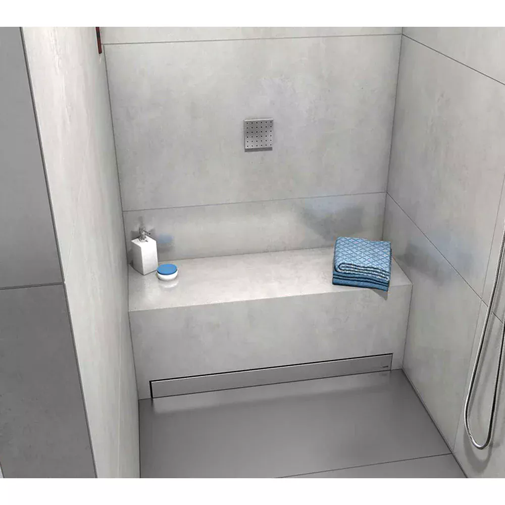Accessible bathroom with shower bench seat